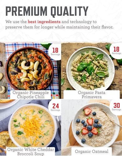 READYWISE - Organic Bucket, 90 Servings, Emergency, MRE Meal, Food Supply, Premade, Freeze Dried Survival Food for Hiking, Adventure and Camping Essentials, Individually Packaged, 25 Year Shelf Life