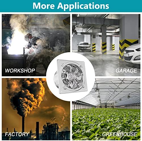 HG Power 6 Inch Exhaust Fan: Kitchen Exhaust Fans with Power Cord Attic vent Fan with Damper Wall Small Fume Extractor Ventilation Fan for Shop Chicken Coop Basement Smoking Room Garage Silver