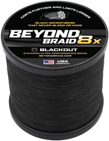 Beyond Braid Braided Fishing Line -Super Strong - Abrasion Resistant - No Stretch -Blue Camo, Moss Camo, White, Green, Pink, Blue, 4 Strand 8 Strand
