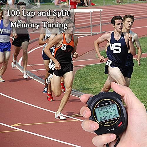 Stopwatch Timer Lap Split Digital Stopwatch with Clock Calendar Alarm, Large Display Stop Watch for Sports Kids Coaches Swimming Running