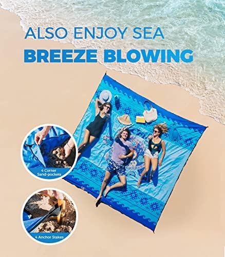 OCOOPA Beach Blanket Waterproof Sandproof, 10'X 9' Extra Large, Soft and Sturdy, Light Weight and Portable, Perfect for Beach Vacation, Famlily Park Picnic, Travel Camping, Outdoor Gifts