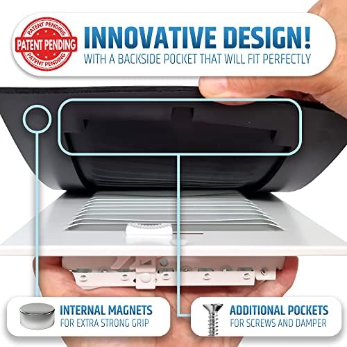Powerful Magnetic Vent Covers (3-Pack) That Will Never Fall Off (Upgraded Design) - for Sealing Floor/Wall/Ceiling Registers of Width 7.25" to 8", Length 11.25" to 12" | Vent Not Included | White