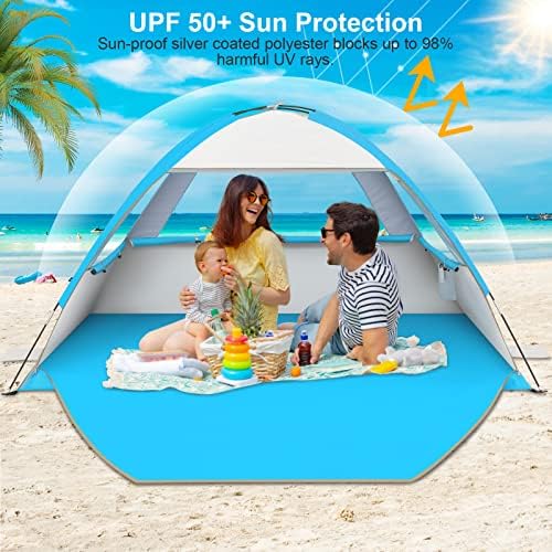 Gorich Beach Tent Sun Shelter for 3/4-5/6-7/8-10 Person with UPF 50+ UV Protection, Lightweight & Easy Setup Beach Shade Canopy, Portable Beach Shade Tent Beach Cabana