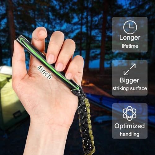 4 Pack Ferro Rod Fire Starter Flint Fire Starter Survival Tool Flint and Steel Fire Starter Kit 6-in-1, Portable Ferro Rod Striker with Paracord Handlead for Campfires Survival Emergency Kit