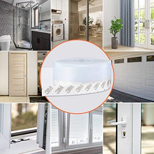 26 Feet Silicone Seal Strip,Door Weather Stripping, Sealing Tape for Door Draft Stopper Adhesive Tape for Doors Windows and Shower Glass Gaps (Transparent, 45MM)