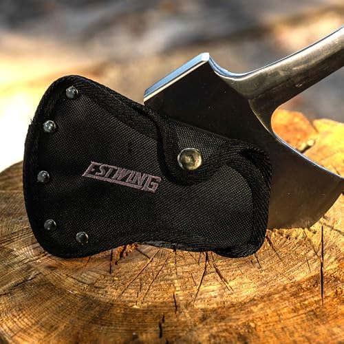 Estwing Sportsman's Axe - 14" Camping Hatchet with Forged Steel Construction & Genuine Leather Grip - E24A