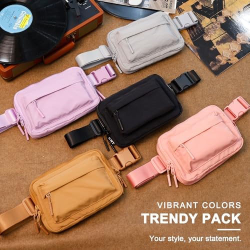 Crossbody Bags for Women & Fanny Pack for Men, Lightweight Adjustable Strap Belt Bag for Travel, Running, Hiking with Multiple Pockets, Black