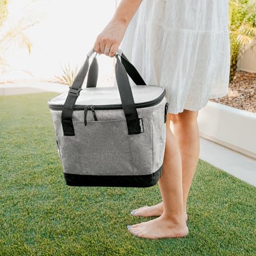 CleverMade Collapsible Cooler Bag 30 Can Beach & Travel Car Cooler, Folding Soft Cooler, Shoulder Strap, Bottle Opener, Great Car Coolers for Travel, Cleans Easy Leak Proof - Gray/Black Gray/Midnight