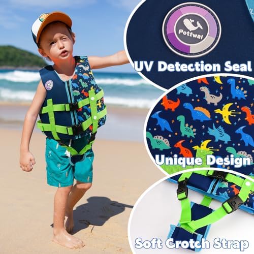 Pottwal Swim Vest for Kids - Swim Jacket for 1-2 Years (24-33LBS) - Buoyancy Aid Made of Neoprene & EPE - with Adjustable Crotch Strap