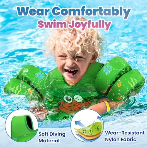 HeySplash Swim Vest for Kids, Toddler Pool Floaties Fit 20-50/70 Lbs, Children Swimming Vest with Adjustable Strap, Swim Jacket Water Wing Arm Float, Puddle Sea Beach Boat Jumper Boy Girl Baby