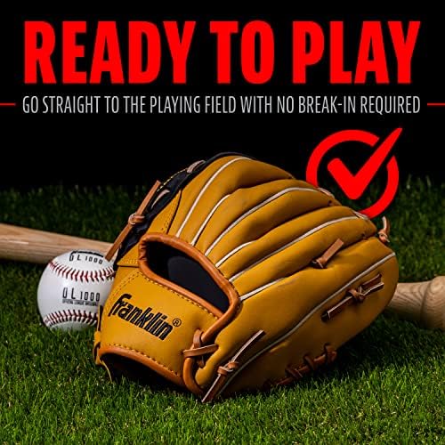 Franklin Sports Baseball + Softball Gloves - Field Master Adult + Youth Baseball + Softball Gloves - Right Hand + Left Hand Gloves - Infield + Outfield Mitts - Multiple Sizes + Colors