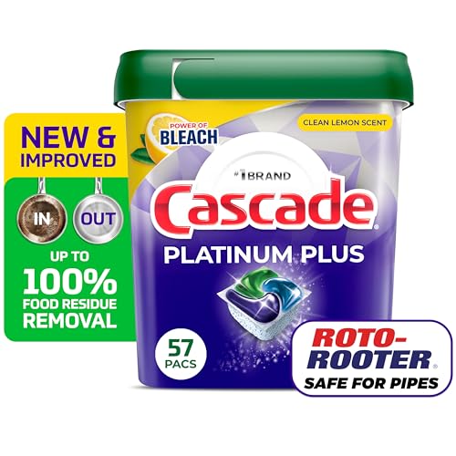Cascade Platinum Plus Dishwasher Pods, Dishwasher Detergent, Dish Detergent Soap, Lemon, 57 Count