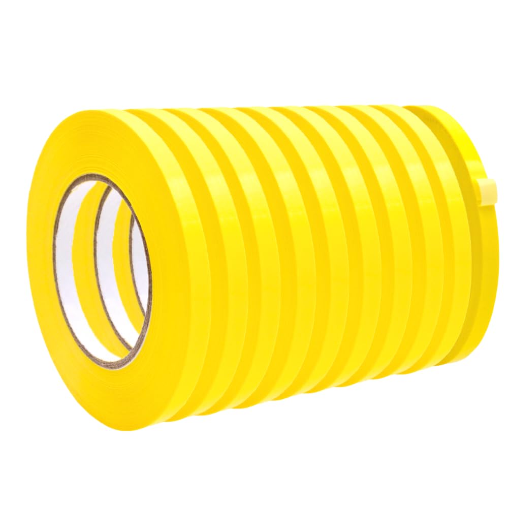 WOD Yellow Produce Poly Bag Sealing Tape, 3/8 inch x 180 yds. (Pack of 10) for Packaging and Sealing of Meat, Gifts, or Ice Bags BSTC24PVC