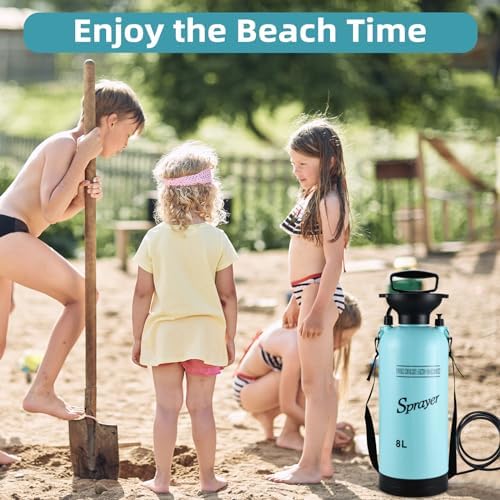 Finderomend Portable Shower for Camping with 7 Spray Modes, Hand Press Camping Shower with Removable Hose and Shower Head,Pressure Rinse Kits for Hiking Traveling Garden Beach Pet Shower