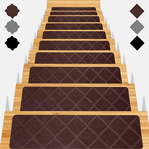 Stair Treads for Wooden Steps - 15pcs, 8x30in Carpet Stairs Runner Indoor Non-Slip Mats for Kids, Elders and Pets