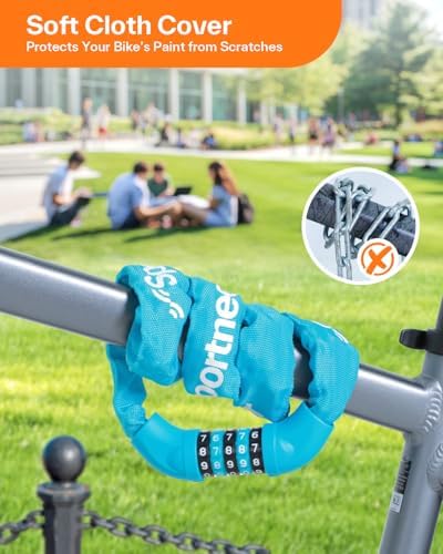 Sportneer Bike Lock: 5 Digit Combination High Security Anti Theft Bike Chain Lock - 3.2/3.6/4ft Heavy Duty Keyless Bicycle Lock for Bike, Motorcycle, Scooter, Door & Gate - 4/6mm Thick, Easy to Use