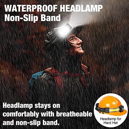 LED Headlamp, 1000lumens 230° Widebeam Headlight, USB Rechargeable HeadLamp with Red Taillight, Lightweight Waterproof Headband Light for Camping Running Hiking, Hard Hat Headlamp