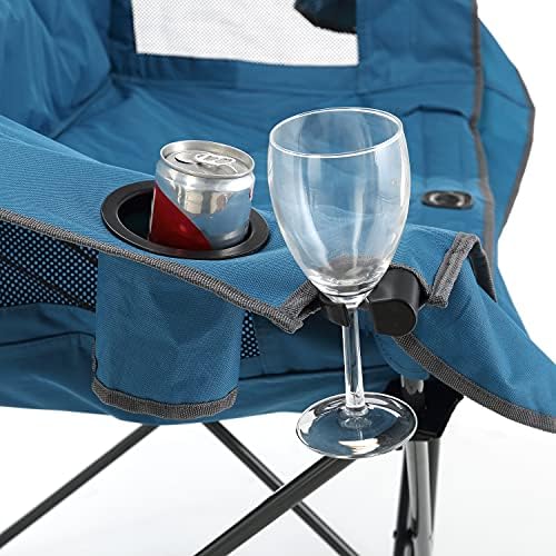 ARROWHEAD OUTDOOR Portable Folding Double Duo Camping Chair Loveseat w/ 2 Cup & Wine Glass Holder, Heavy-Duty Carrying Bag, Padded Seats & Armrests, Supports up to 650lbs, USA-Based Support