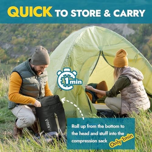 CANWAY Double Sleeping Bag Flannel for Adults Cold Weather Queen Size Two Person Sleeping Bags for Camping with 2 Pillows