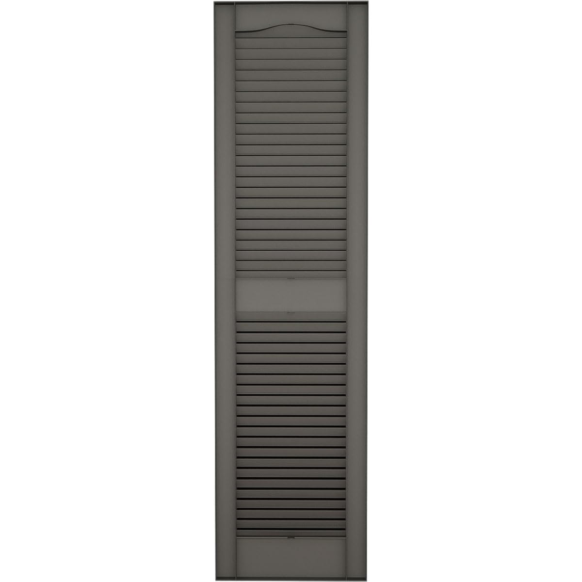 Ekena Millwork Lifetime Vinyl LL1S14X06700TG Standard Cathedral Top Center Mullion, Open Louver Vinyl Shutters, w/Installation Shutter-Lok's & Matching Screws (Per Pair), 14.5"W x 67"H, Tuxedo Grey