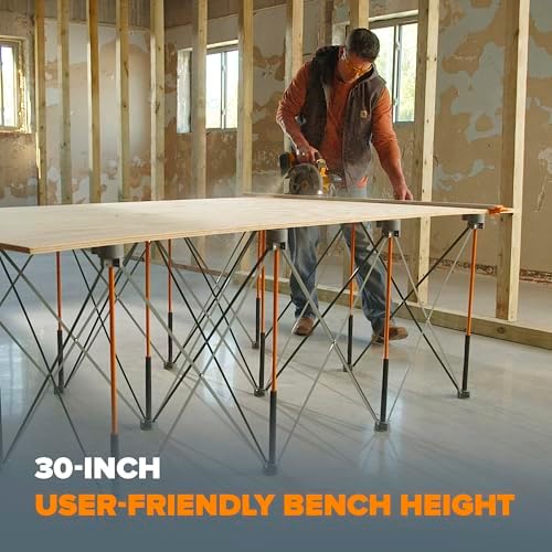 BORA Centipede CK12S 30 inch height Portable Work Stand, Includes 4 X-Cups, 4 Quick Clamps, Carry Bag, Portable Work Support Sawhorse, 4Ft x 6Ft, 30 inch work height, 4500lb weight capacity