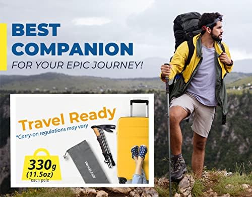 TREKOLOGY Trekking Poles Collapsible Nordic Hiking Poles - Cork Handle 2pc Ultralight Folding Walking Sticks, Hiking Sticks, Lightweight Aluminum Foldable Trekking Walking Sticks for Seniors Women Men