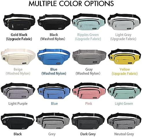 SINNO Large Crossbody Fanny Pack for Women Men Belt Bag With 4-Zipper Pockets for Travel Running Hiking Workout Dog Walking Outdoors Sport Fishing Waist Pack Bag Carrying All Phones