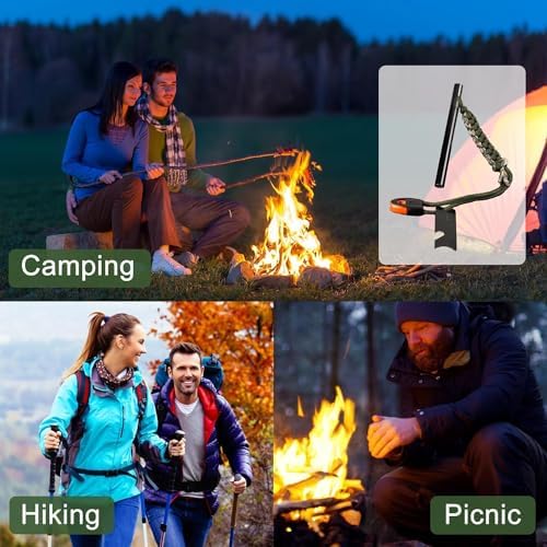 4 Pack Ferro Rod Fire Starter Flint Fire Starter Survival Tool Flint and Steel Fire Starter Kit 6-in-1, Portable Ferro Rod Striker with Paracord Handlead for Campfires Survival Emergency Kit