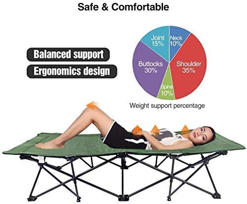REDCAMP Oversized Camping cots for Adults 500lbs,33'' Extra Wide Tall Sleeping Cots Heavy Duty, XL Cots Portable for Outdoor Indoor Office, Green