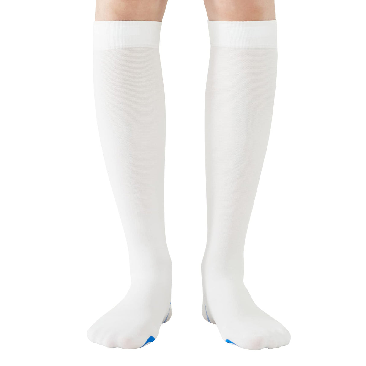 EVOPLECI Anti Embolism Compression Stockings for Women and Men Ted Hose Socks 15-20 mmhg Moderate Level With Inspect Toe Hole(WHITE,L)
