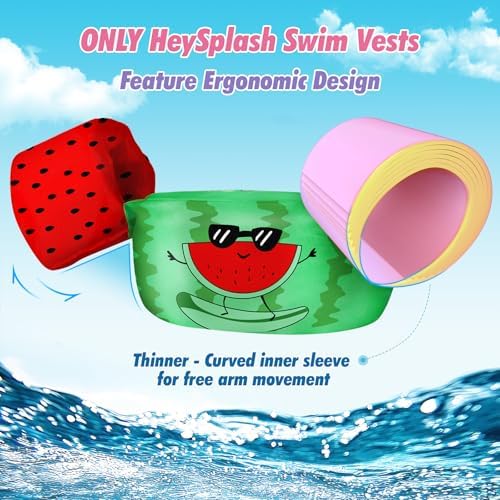 HeySplash Swim Vest for Kids, Toddler Pool Floaties Fit 20-50/70 Lbs, Children Swimming Vest with Adjustable Strap, Swim Jacket Water Wing Arm Float, Puddle Sea Beach Boat Jumper Boy Girl Baby