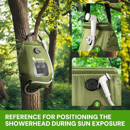 sapsisel Camping Shower Bag, 5 Gal/20L Solar Heating Camping Shower with Upgraded Hose and Shower Head,Portable Shower for Camping,Solar Shower