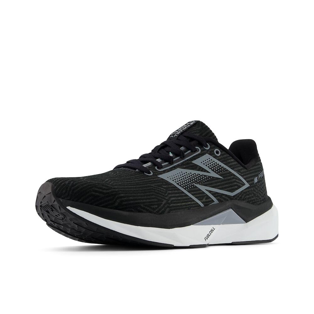 New Balance Men's FuelCell Propel V5 Running Shoe, Black/White/Steel, 11.5 Wide