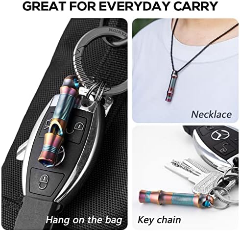 TISUR Titanium Emergency Whistle,EDC Safety Whistles Necklace Loud up to 120db,Survival Whistles for Survival,Hiking,Camping,Pets Training