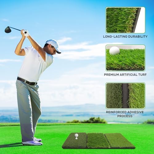 Golf Hitting Mat | Golf Training Mat for Swing Path Feedback/Detection Batting | Extra Replaceable Golf Practice Mat 16"x12" | Golf Gifts for Men/Women for Home Indoor Outdoor