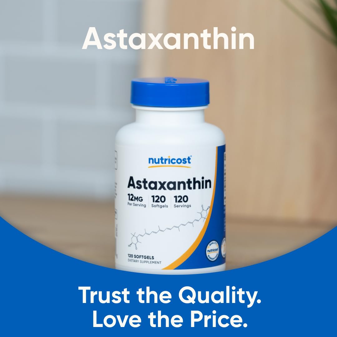 Nutricost Astaxanthin 12mg, Non-GMO and Gluten Free, 120 Softgels (4 Month Supply) (Pack of 2)