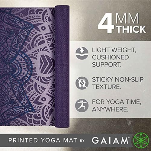 Gaiam Print Yoga Mat, Non Slip Exercise & Fitness Mat for All Types of Yoga, Pilates & Floor Exercises