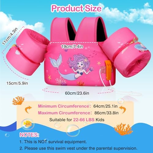 MoKo Toddler Swim Vest for Kids, 20-66 lbs, Arm Floaties with Adjustable Straps, Nylon Material, Swim Vest for Toddlers Learning to Swim