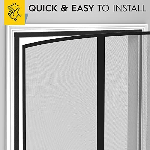 AUGO Magnetic Fiberglass Screen Door - Self Sealing, Heavy Duty, Hands Free Mesh Partition Keeps Bugs Out - Door Screen Magnetic Closure - Patent Pending Keep Open Feature - 34 Inch x 81 Inch