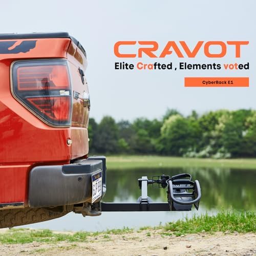 CyberRack E1 Hitch 1-EBike Rack with Ramp,100 lbs Capacity Single Mount Platform Style, Fits Up to 5-inch Fat Tire E-Bike Carrier Rack for 2inch Receiver Cars Trucks SUVs Minivans RV, Trailer