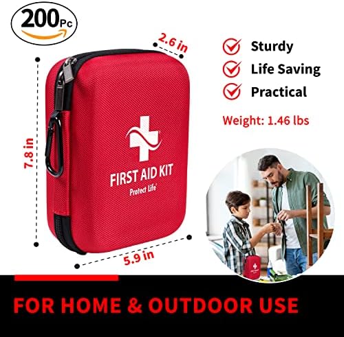 Protect Life Survival First Aid Kit for Home/Business, Camping Survival Kits | Mini Travel First Aid Kit | Camping Equipment | Small Kits for Car | Outdoor Emergency Survivals Pack