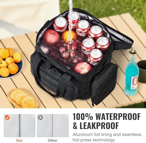 VEVOR Tactical Lunch Box for Men/Women, 20L Lunchbox for Work Insulated Leakproof with MOLLE, Lunch Cooler Box with Storage Bags, Lunch Bags Soft Cooler for Office, Picnic, Hiking, Beach, Camping