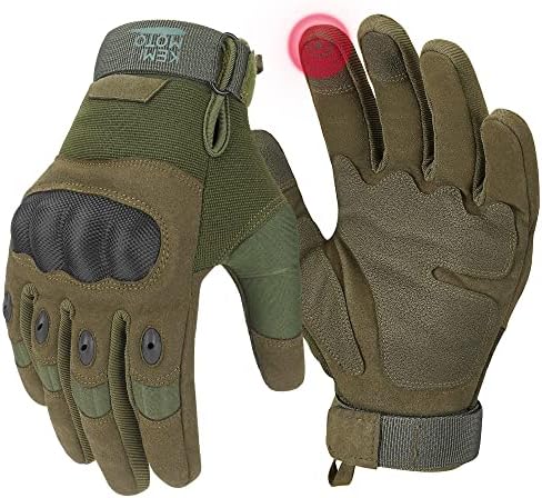 KEMIMOTO Tactical Gloves for Men, Touchscreen Motorcycle Gloves with Hard Shell & Palm Padding for Sports Motorcycle Cycling Tactical Airsoft Paintball Hunting Hiking Camping Climbing