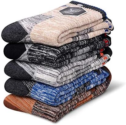 FEIDEER Men's Hiking Walking Socks, Multi-pack Wicking Cushioned Outdoor Recreation Quarter Crew Socks