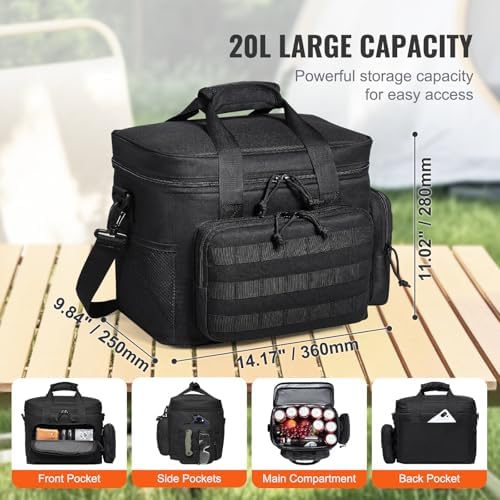 VEVOR Tactical Lunch Box for Men/Women, 20L Lunchbox for Work Insulated Leakproof with MOLLE, Lunch Cooler Box with Storage Bags, Lunch Bags Soft Cooler for Office, Picnic, Hiking, Beach, Camping