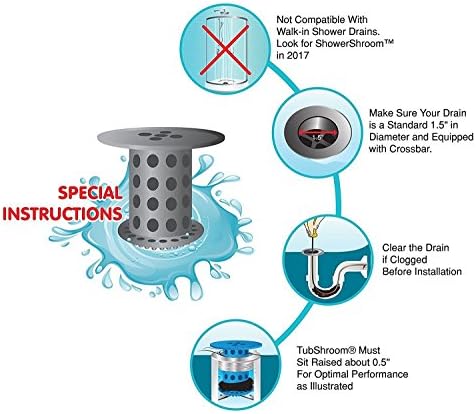 TubShroom and SinkShroom Drain Protectors Hair Catchers for Bathtubs and Sinks, Gray