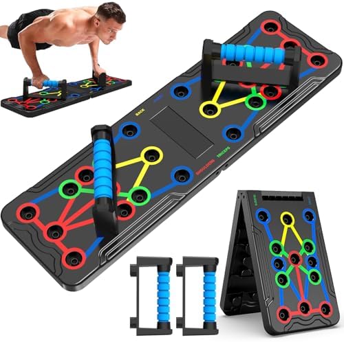 Solid Push Up Board 15 in 1 Home Workout Equipment Multi-Functional Pushup Stands System Fitness Floor Chest Muscle Exercise Professional Equipment Burn Fat Strength Training Arm Men & Women Weights