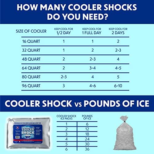 Cooler Shock Reusable Ice Packs for Cooler - Long Lasting Cold Freezer Packs for Coolers and Lunch Boxes - Cooler Ice Packs for Camping Gear, Fishing, Road Trips, Beach Must Haves