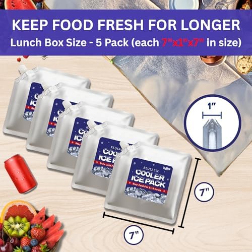 GURIN Reusable Ice Packs for Lunch Box/Coolers, Bag, or Backpack Coolers - Cold Up to 8-12 Hours Long Lasting for Camping Picnic, Outdoor Activities, Food Delivery
