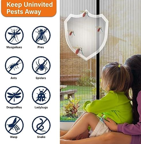 Magnetic Screen Door, Fit Door Size 35 x 80 Inches, Screen Doors with Magnets, Pet & Kid Friendly,Works with Front Doors, Sliding Doors Black